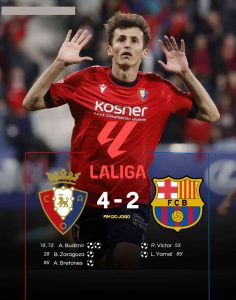 Osasuna ends Barca unbeaten run